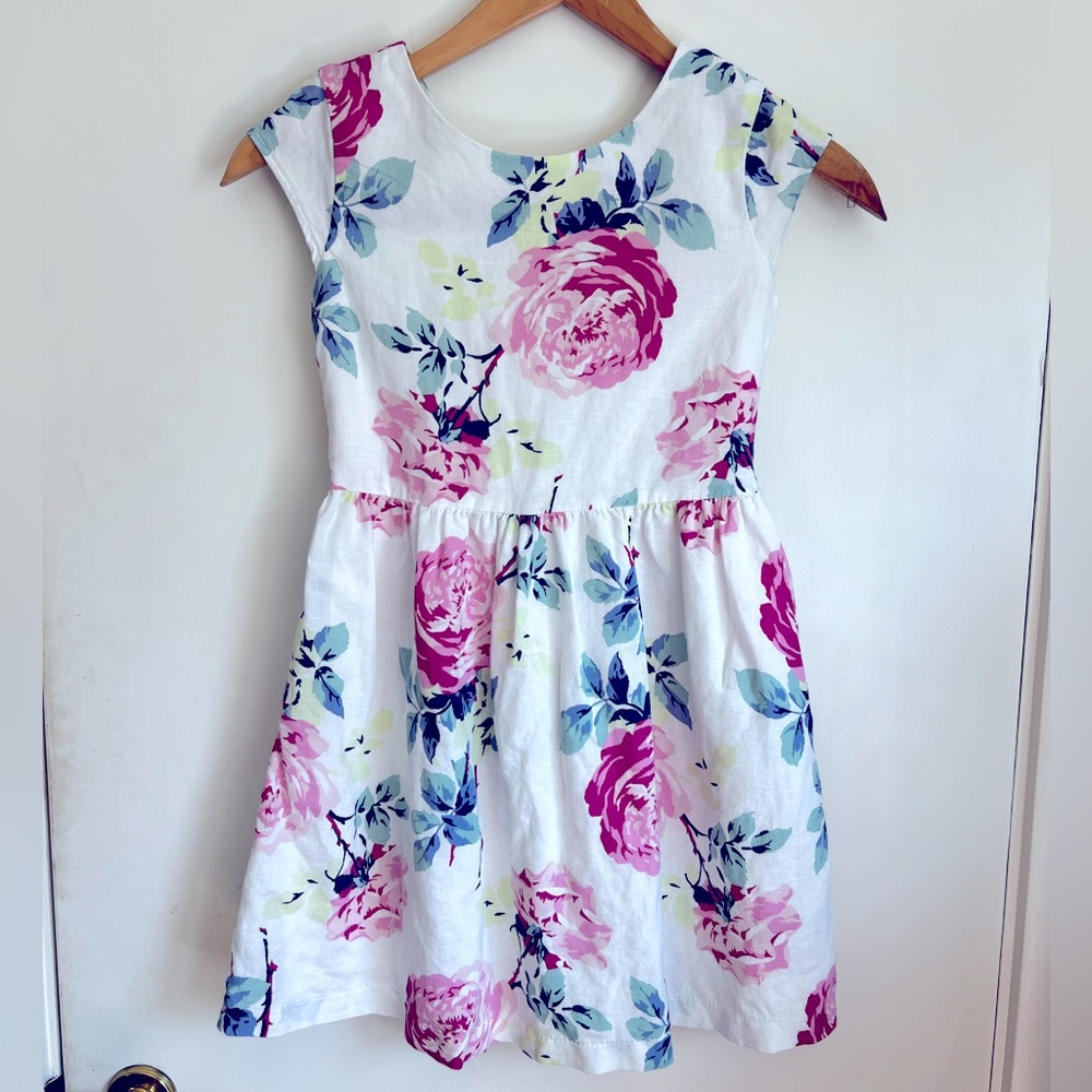Gap Floral White and Pink Cotton Dress Size Medium (8)
